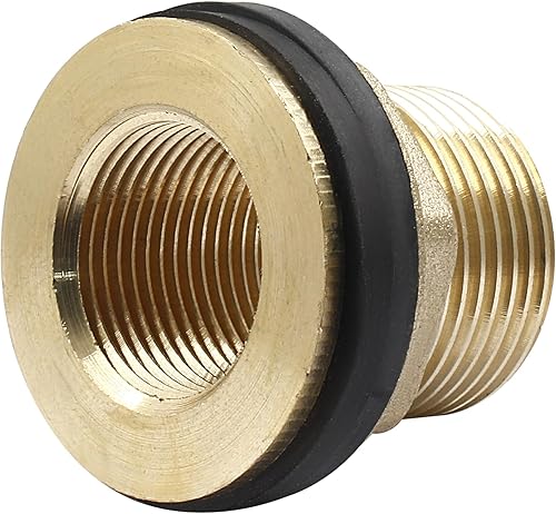 Miniatura 5 de 2 conectores de mamparo de latón, hembra de 34 pulgadas, conector de tanque de agua macho de 1 pulgada, montaje de mamparo de doble rosca con