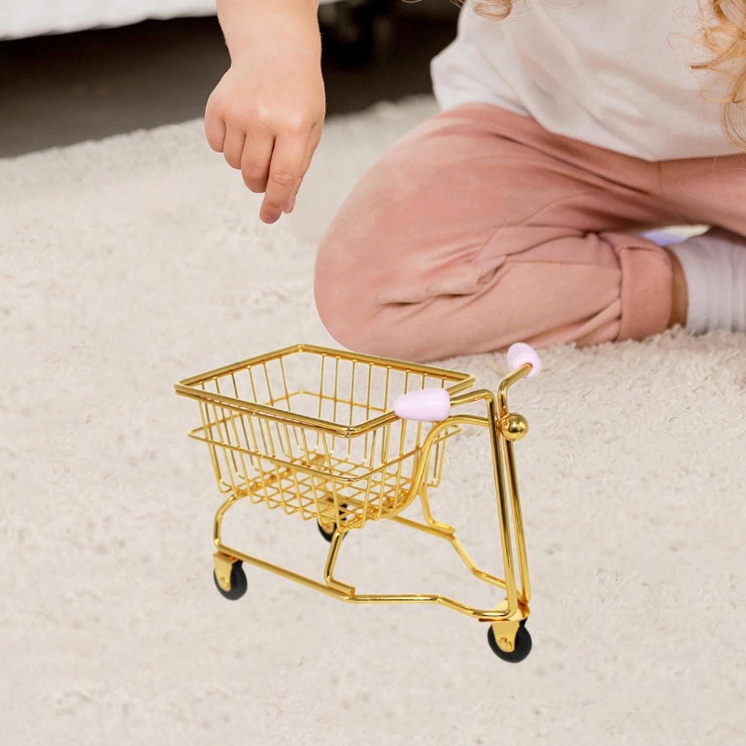 BNF Miniature Shopping Cart Toy Trolley Model Fun Mini Storage Basket Girls Gift Gold and Pink | Home & Garden | Household Supplies & Cleaning | Home Organization | Storage Boxes
