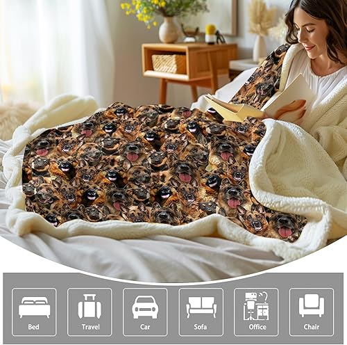 Miniatura 4 de BlessLiving Manta mullida de perros para niños y adultos, manta de vellón reversible con patrón de animales (perro pastor alemán, individual, 60 x
