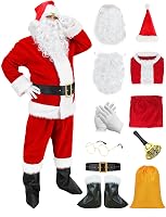Geplaimir Mikulás Jelmez Felnőtteknek - Piros Bársony Öltöny Sapkával, Parókával és Szakállal - Karácsonyi Parti Cosplay Szett XXXL Méretben 1