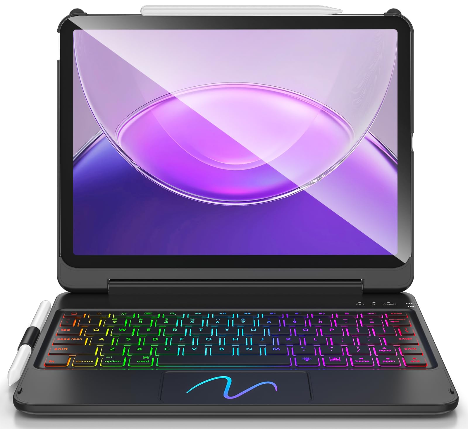 FUWANG iPad Air 5th Generation Keyboard Case 10.9“ 2022, 180° Rotatable Touch Smart Keyboard for iPad Air 4th Gen 10.9-inch, Auto Sleep/Wake-7 Color Backlight Keyboard for iPad Pro 11 2018 Black