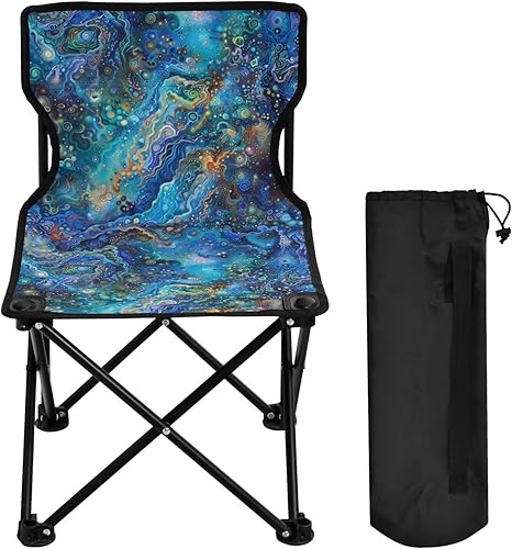Miniatura 4 de Sillas plegables de mochila estilo láser azul para adultos, silla de campamento ligera para mochileros, bolsa de transporte, sillas de senderismo,
