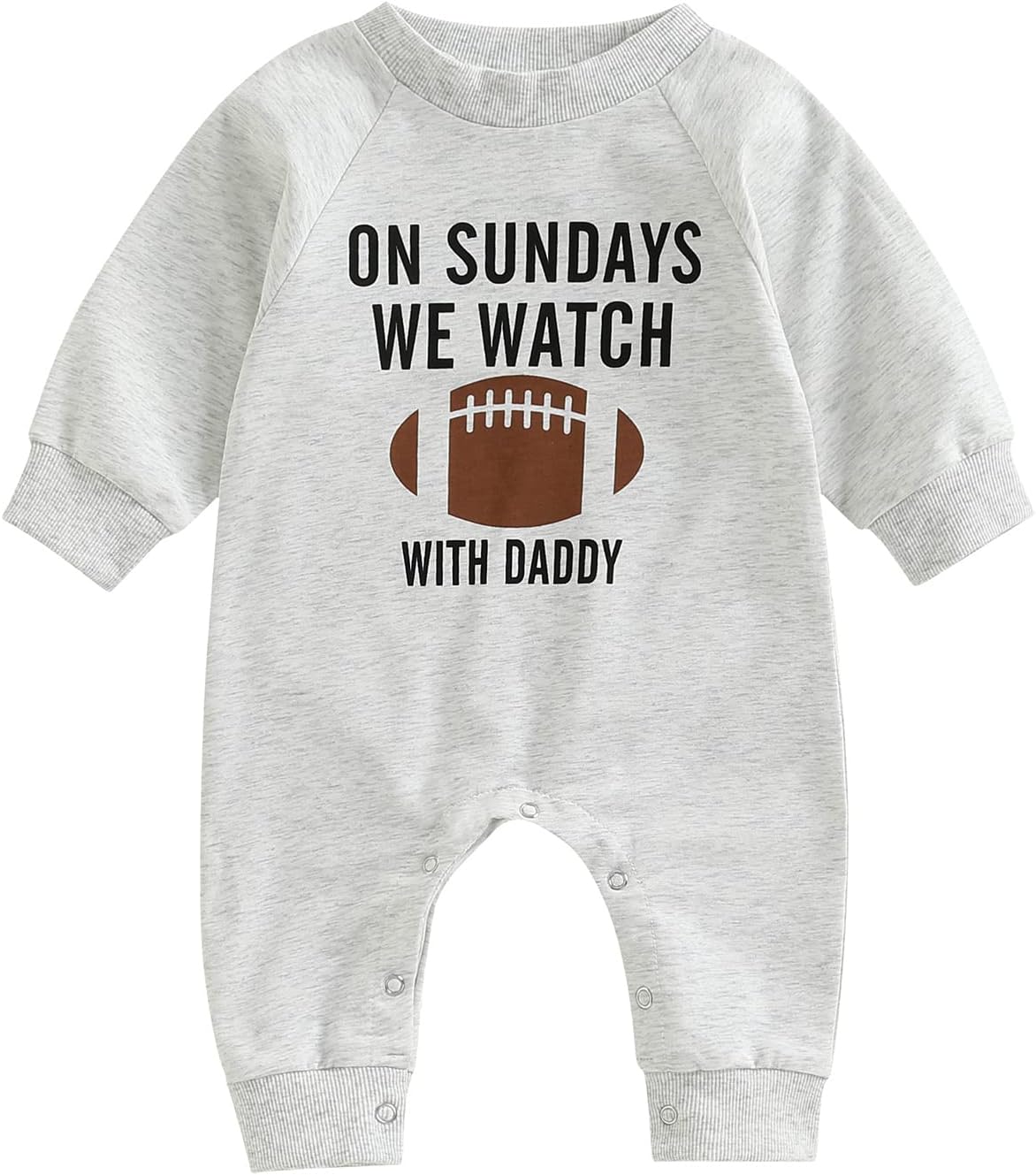 Infant Baby Boys Girls Football Season Jumpsuit Watch Football with Daddy Funny Romper Playsuit Sweatshirt