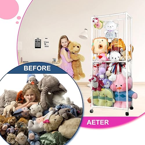 Miniatura 4 de Large Stuffed Animal Zoo Storage Holder,Kids Toy Storage Organizer Shelf Basket,Plush Toy Storage Organizer Shelf for Nursery Play Room Bedroom