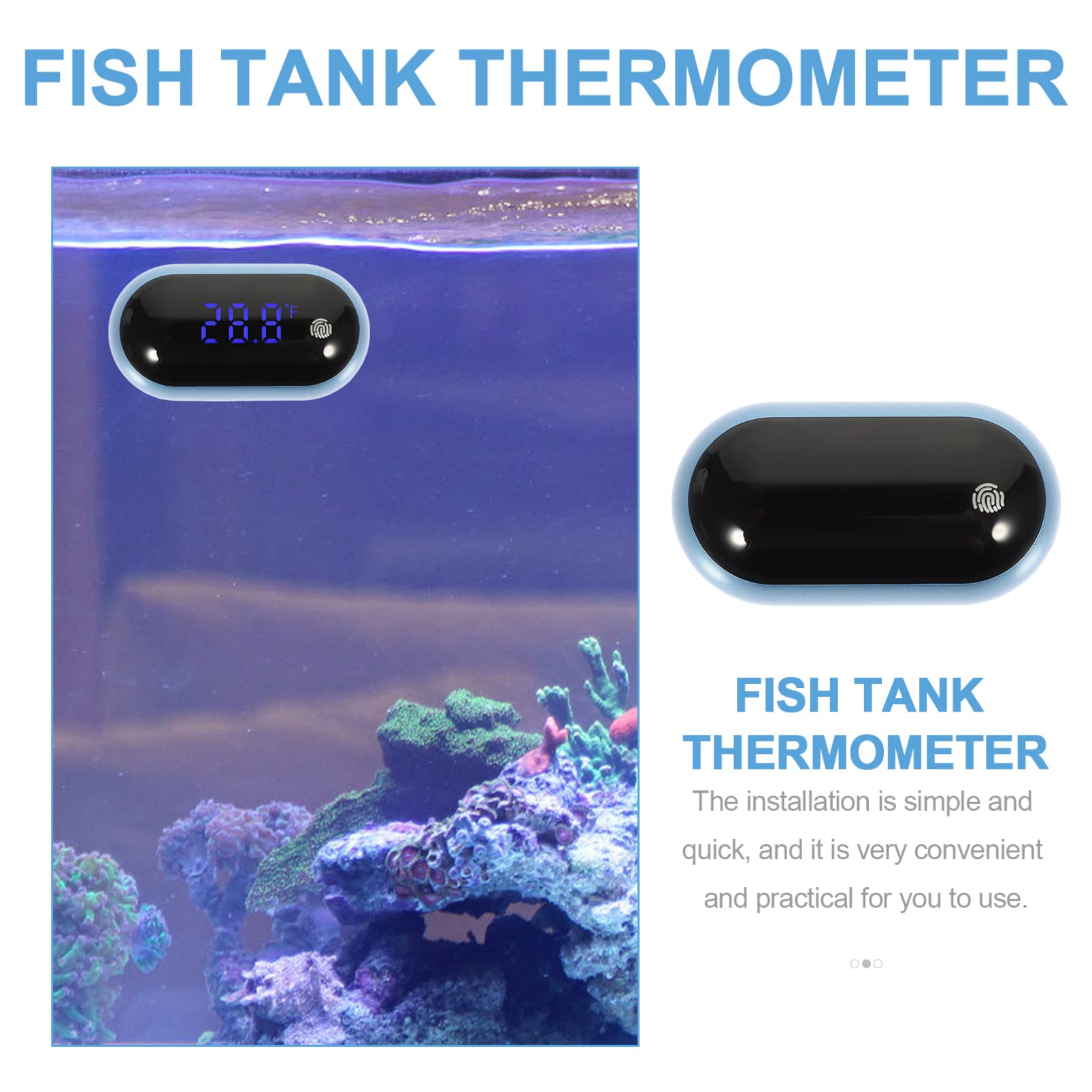 BESPORTBLE 3piezas De Acuario Digital Portátil Medidor De Temperatura Para Peceras Pantalla y Clara Materiales De Inoxidable y Herramienta De Medición Para Acuarios Domésticos