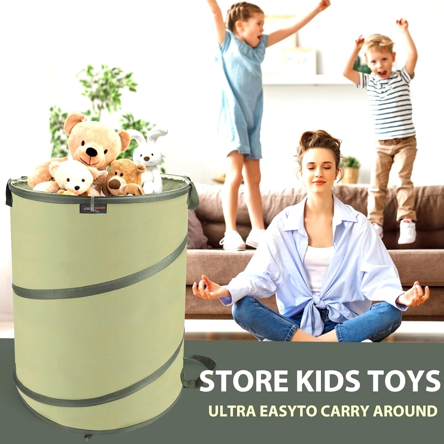 YUDI & GARDEN 45 Gallon Collapsible Garden Bag, Collapsible Trash Can for Gardening Cleanup or Party Waste and Outdoor Activities