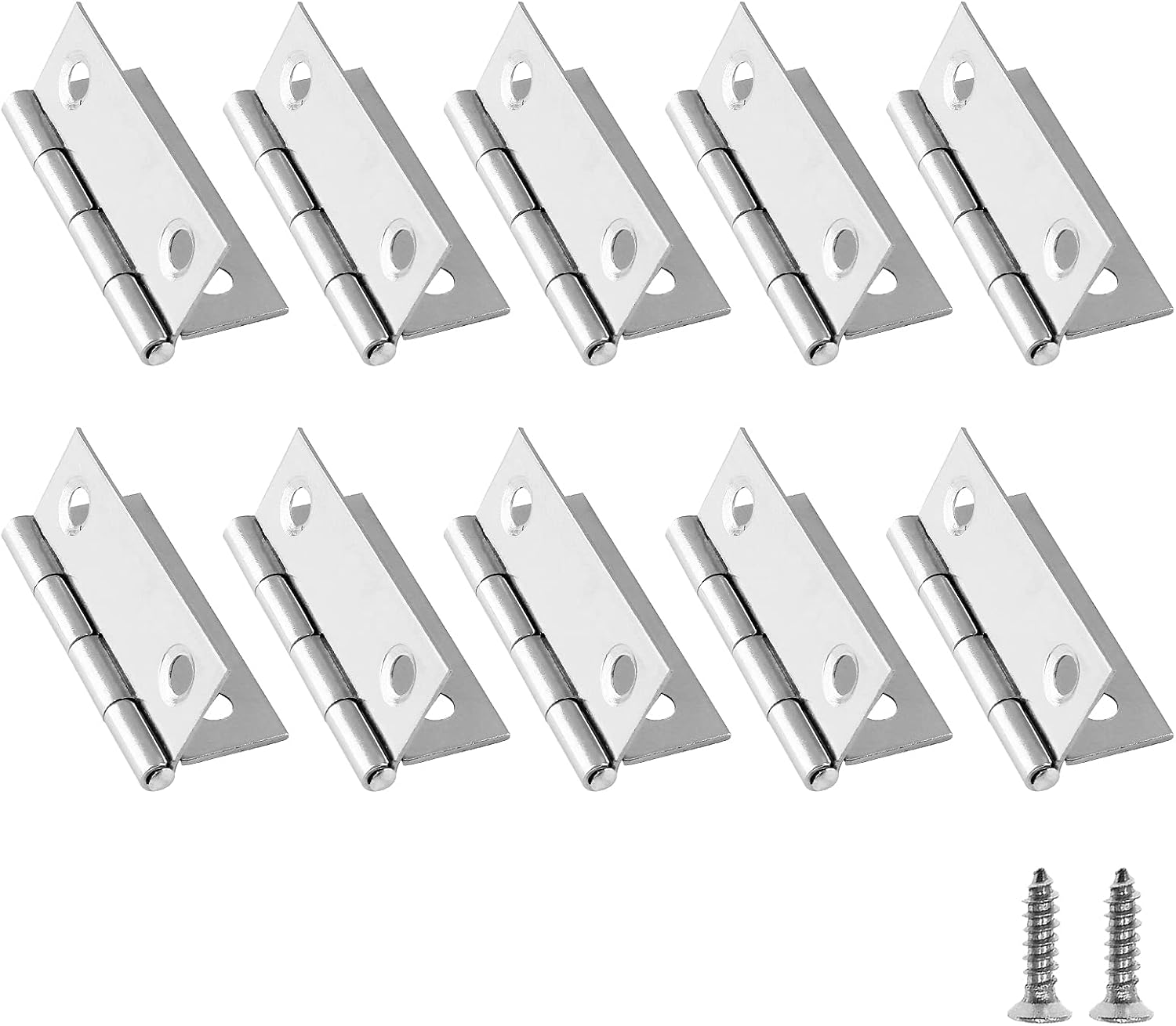 Biaungdo 10 Pack 2.5 Inch Butt Hinge, Stainless Steel Folding Butt Hinges, Cabinet Mini Hinges Small Box Hinges Door Hinge Rectangle
