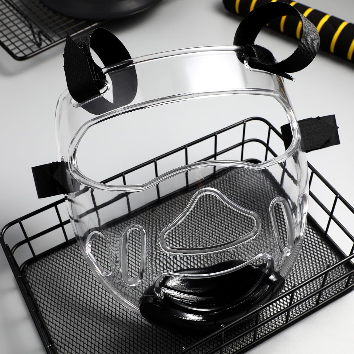 Angoily Taekwondo Mask, Clear Kickboxing Sparring Headgear, Breathable Martial Arts Face Protection