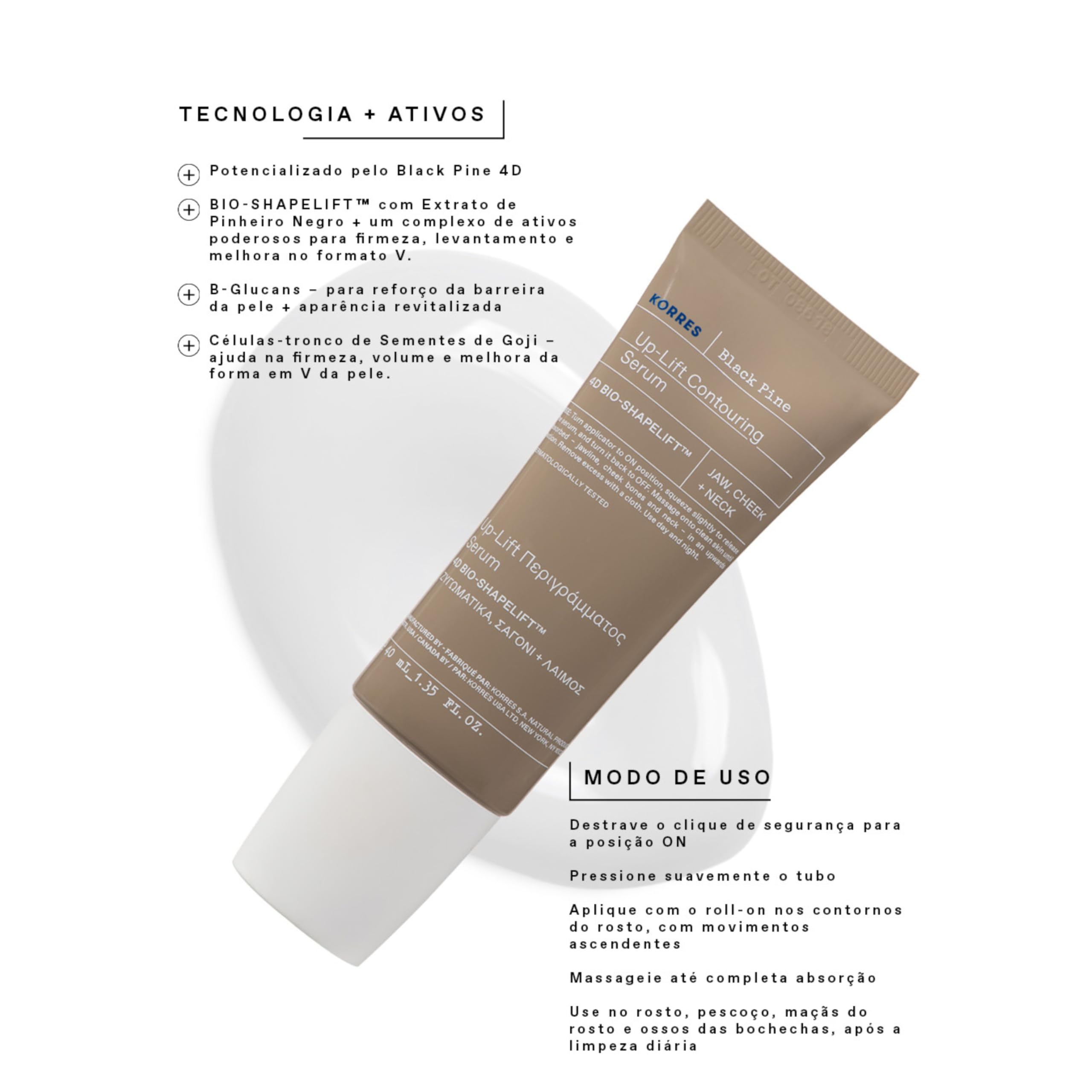 korres BLACK PINE 4D BioShapeLift Up-lift Contouring Serum Yanak, Çene ve Boyun Bölgesi İçin 40ml, 5002955282