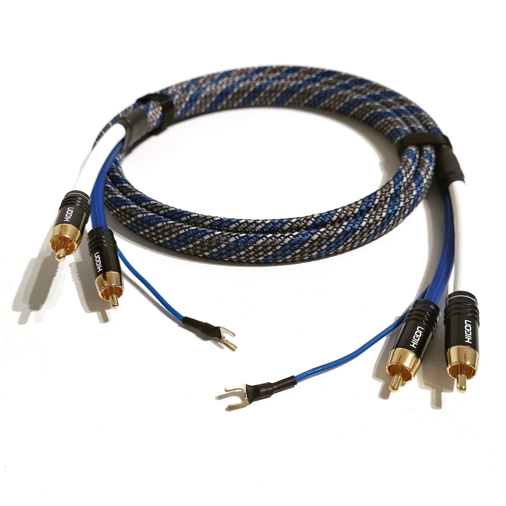 Cavo audio RCA Blue Edition da 1,5 m con cavo di massa lungo 1,6 m per giradischi Estate Cable Sinus Control cavo audio in tubo intrecciato – SC81-K3-V-Blue-0150