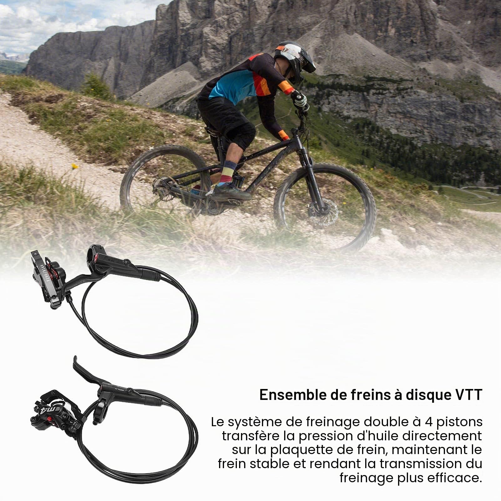 Kit de Freins à Disque à Pression D'huile MEROCA M4 VTT MT420 étriers Avant Arrière 4 Pistons avec 1 Paire de Rotor de Frein à Disque 160mm