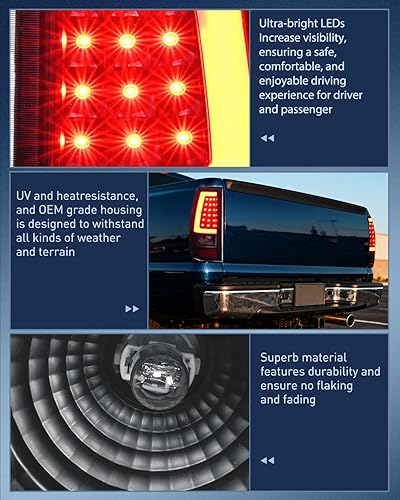 Vista 80 de Nilight Conjunto de luz trasera para Chevy Silverado 1500 1500HD 2500 2500 2500HD 3500 2007 Chevrolet Classic OE estilo pasajero lámpara trasera