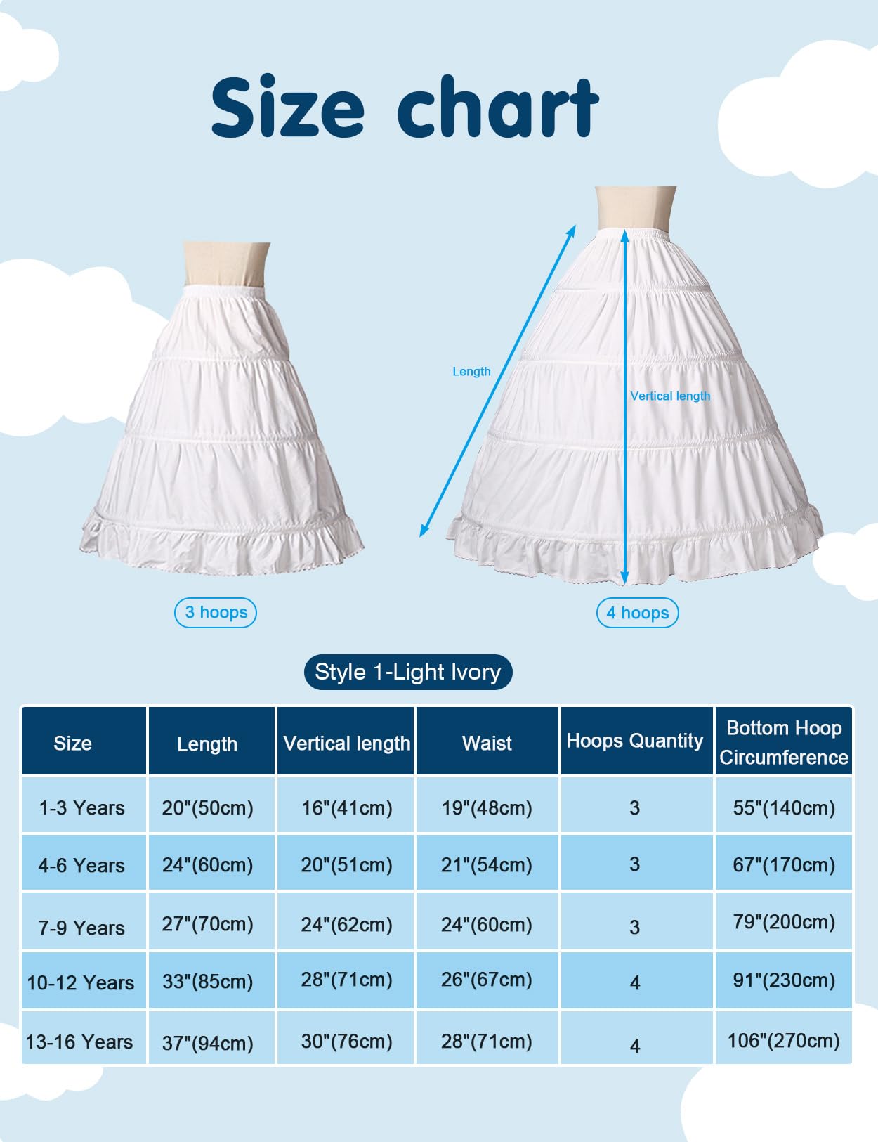 BEAUTELICATE Cancán Niñas Enagua para Vestidos Largo 100% Algodón A Línea para Niña Comunión Festival Ceremonia y Princesa Vestidos