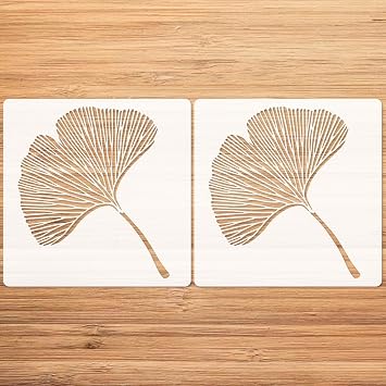 2 Packs Large Floor Stencils for Painting Floors, Wall Stencil Decorative Wall Stencils for Large Pattern,Tile Stencils,Boho Stencil for Bathroom Ginkgo
