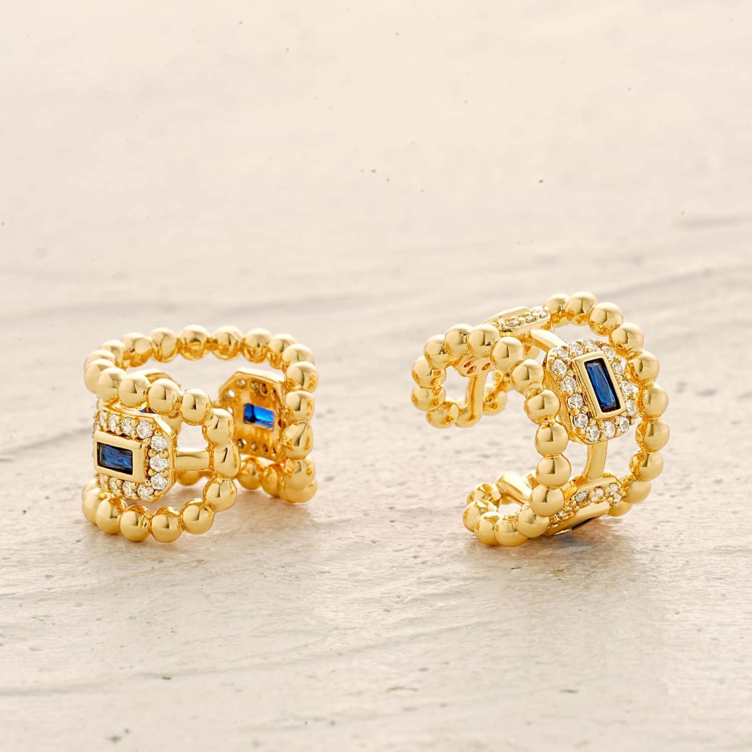 MYEARS Women Ear Cuff Earrings Gold Non Pierced Cartilage Clip on Open Wrap Hoop Rainbow Cubic Zirconia 14K Gold Plated Simple Hypoallergenic Everyday Jewelry - Image 5