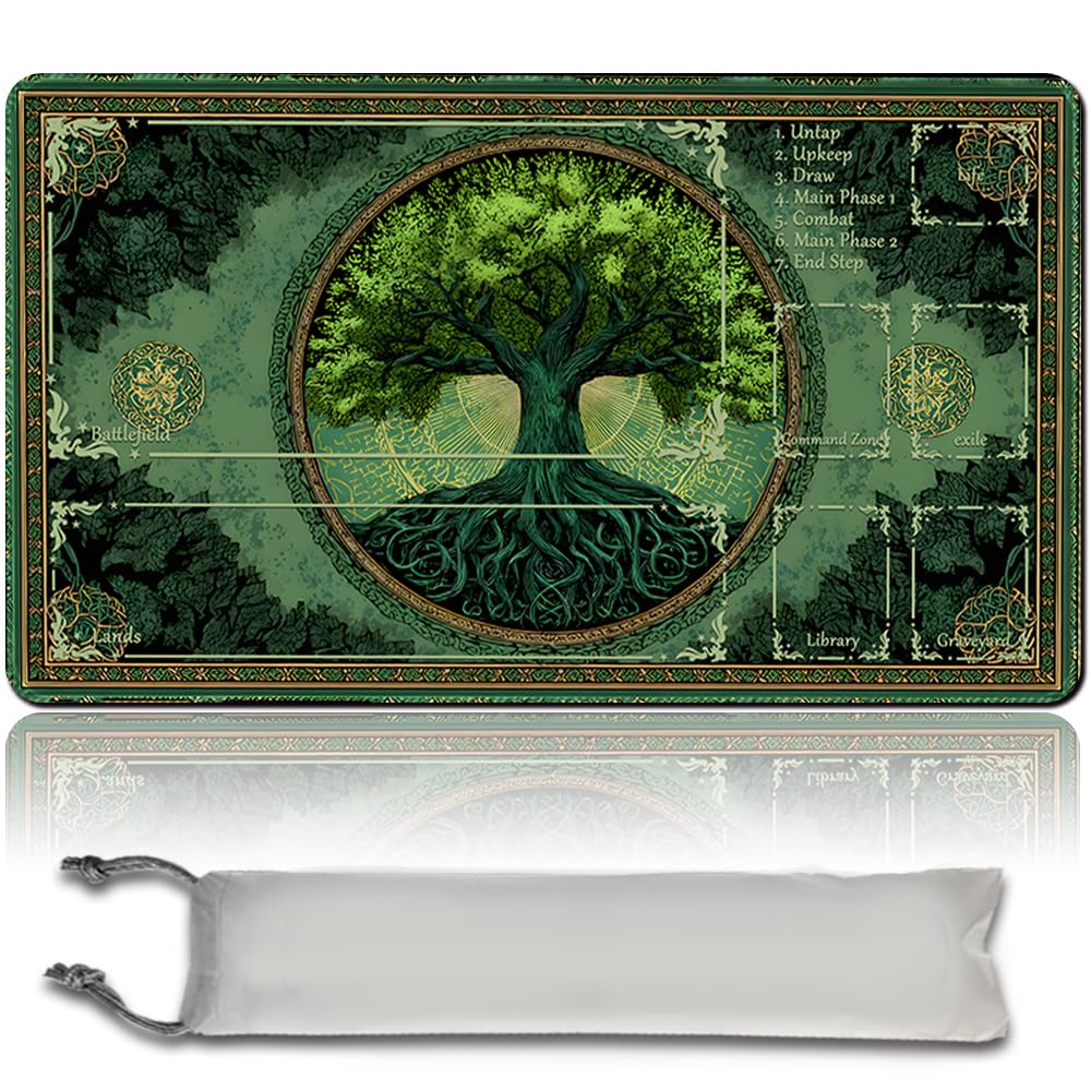 MTG Premium XXL Gaming Mat (60 x 35 cm) - High-Resolution Fantasy Design - Non-Slip Rubber Mat for TCG/CCG/MTG (with Zone, mtg50-4)