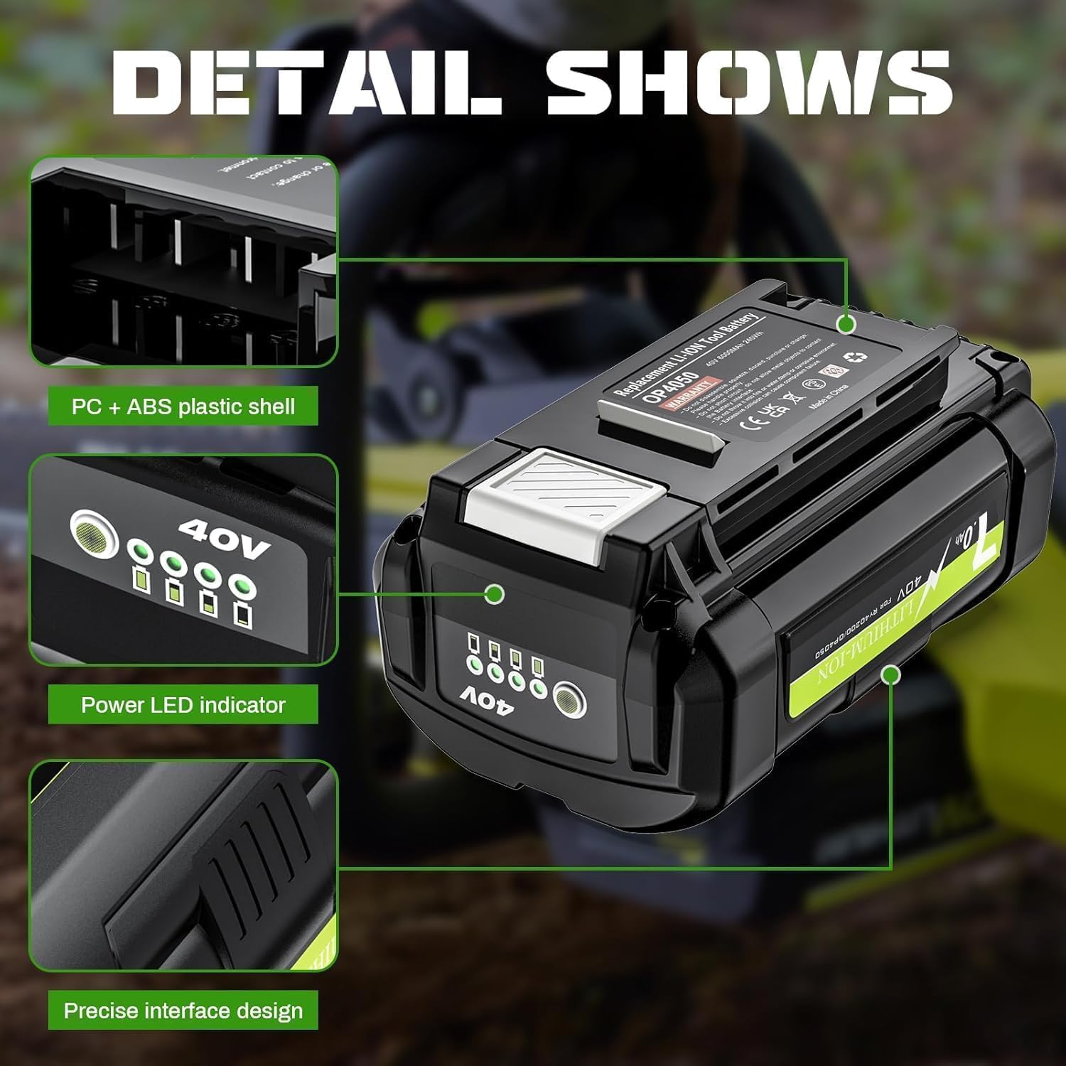 High Capacity 7.0Ah Lithium Ion Battery & Charger Combo Replacement for Ryobi 40V Cordless Power Tools, Compatible with OP4050A OP40601 OP4040 OP4030 OP4050 OP40261 OP40201 OP40401 (1-Pack)