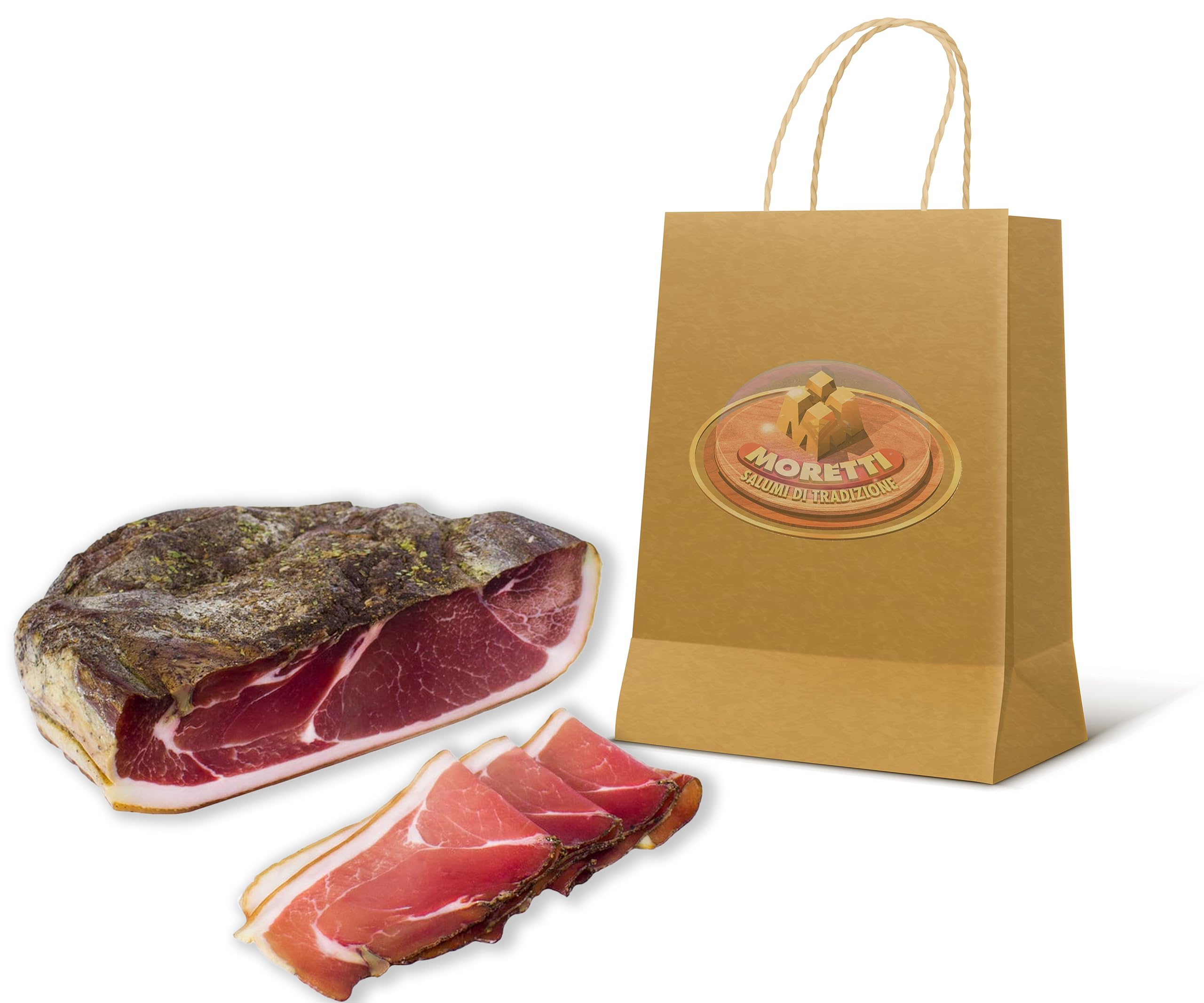 Moretti® Speck Leggermente Affumicato | 100% Naturale | Senza Glutine | Senza Conservanti | No OGM | Prodotto In Calabria (1 Kg)