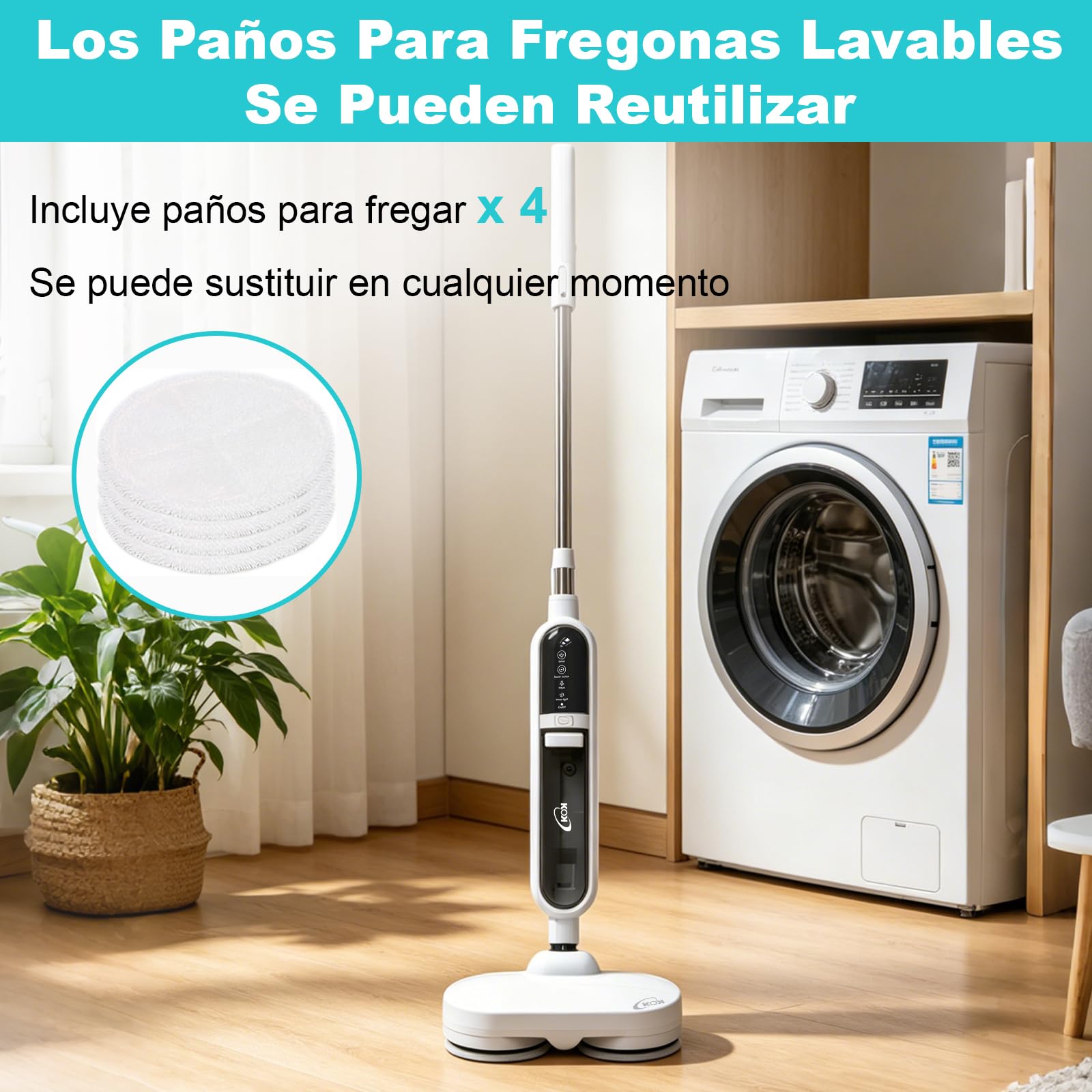 KOK 10-en-1 Mopa a Vapor, Limpiador a Vapor con función giratoria, Vapor a alta temperatura, 500ml Capacidad del depósito, 15 accesorios, 10s Temps de préchauffage, para dormitorios, cocinas y salones