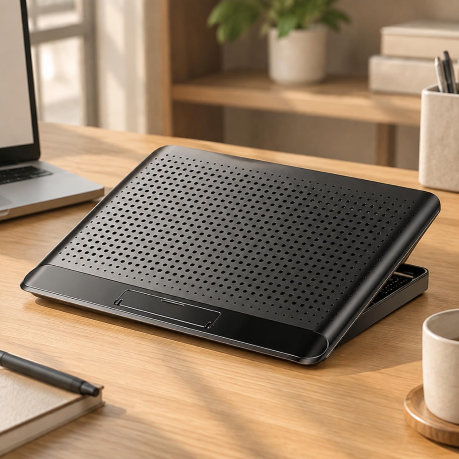 Supporto di raffreddamento per computer portatile con porte USB, supporto ventilato per laptop con sei ventole, tappetino di raffreddamento leggero per ufficio, studenti, argento