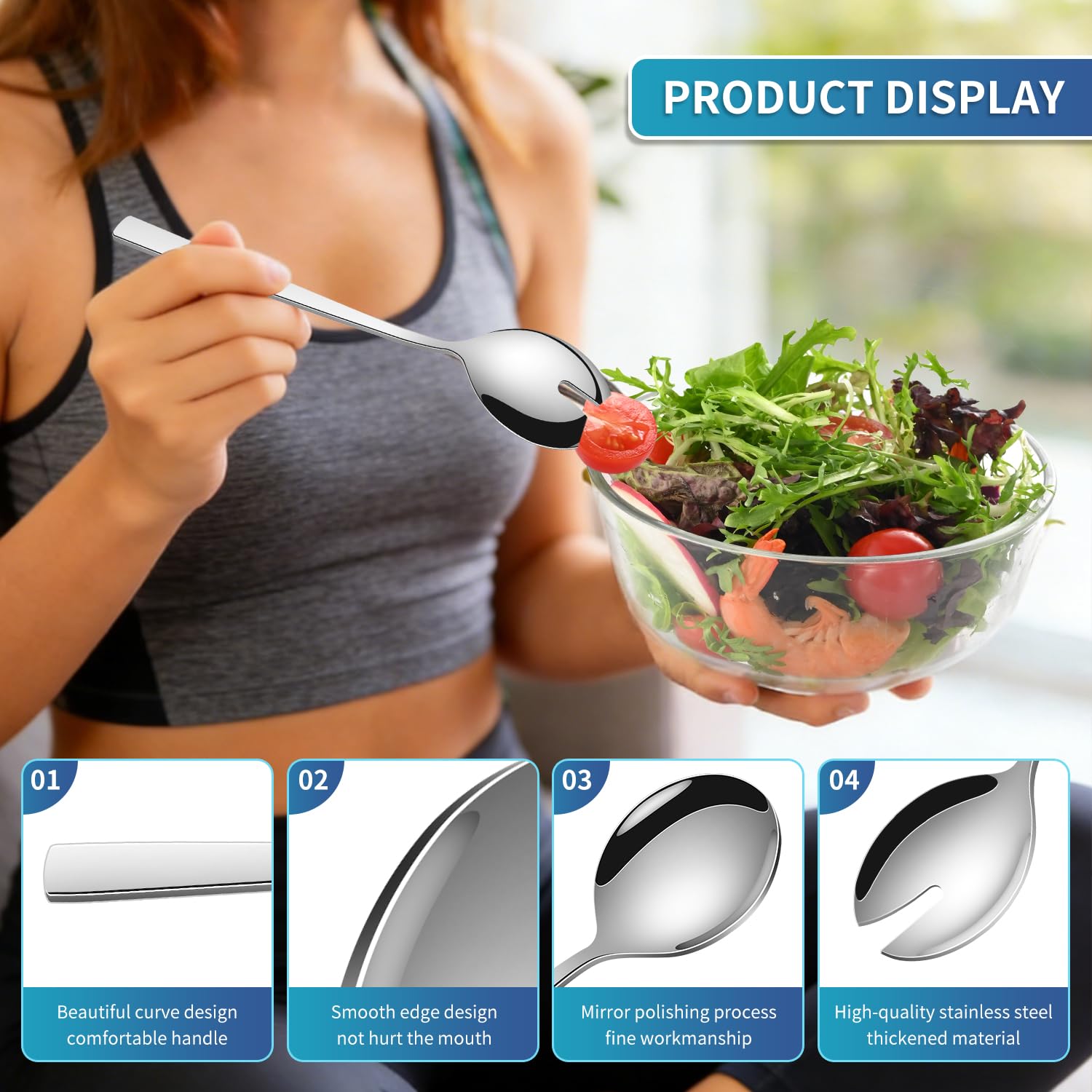 Stainless Steel Salad Servers - 2 Piece Set -3 Stainless Steel Salad Servers - 2 Piece Set -3