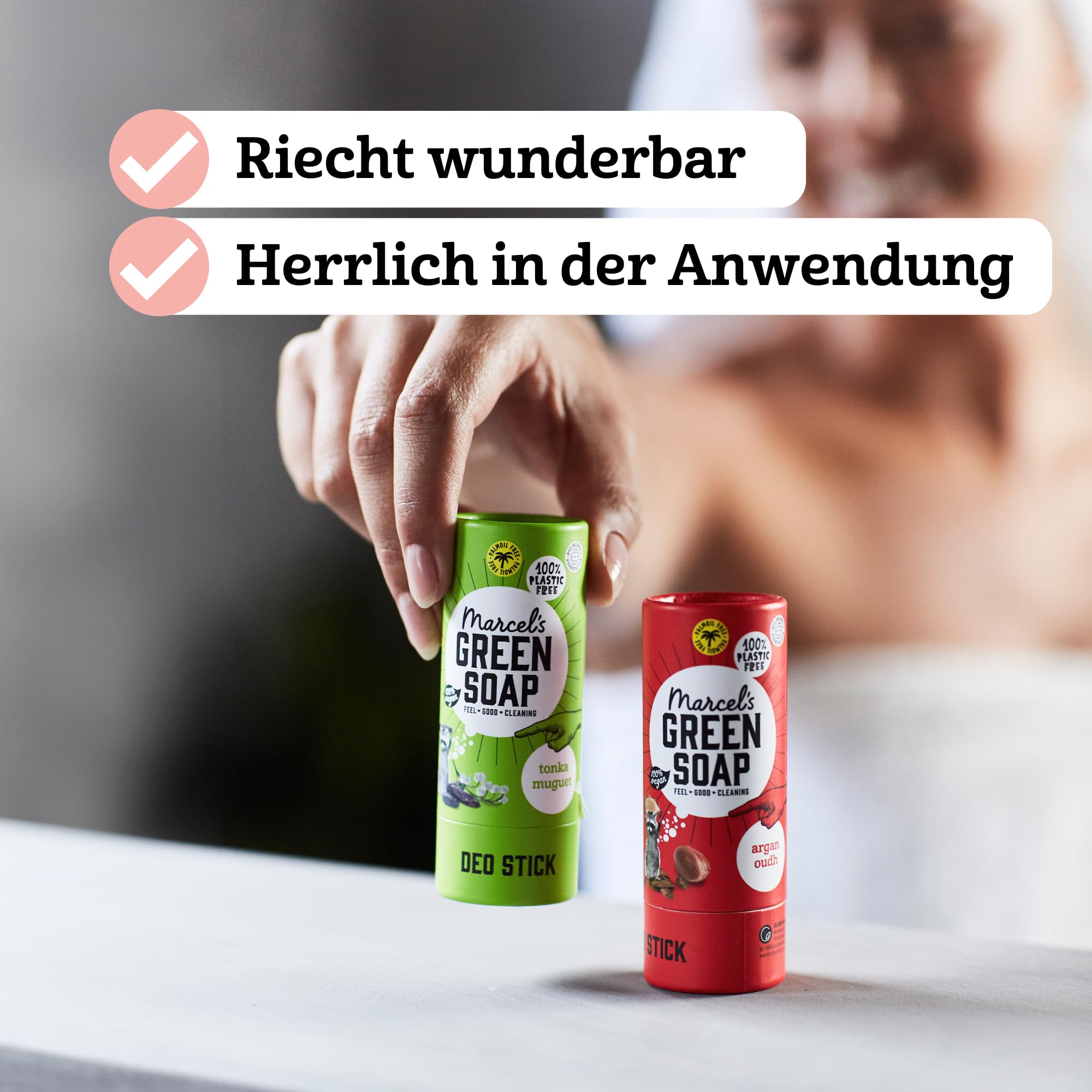Marcel's Green Soap - Deodorant Stick - Argan & Oudh - Antitranspirant - 100% Umweltfreundlich - 100% Vegan - 97% Biologisch abbaubar - 6er-Pack - 40 gr