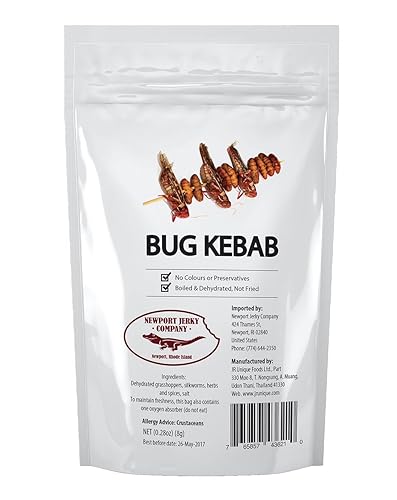 Newport Jerky Company Edible Insects | Edible Bug Kebab | Bugs on a Stick | Cooked Grasshoppers | Cooked Silkworms | Edible Bugs for Humans | 2 Pack - Bug Kabab