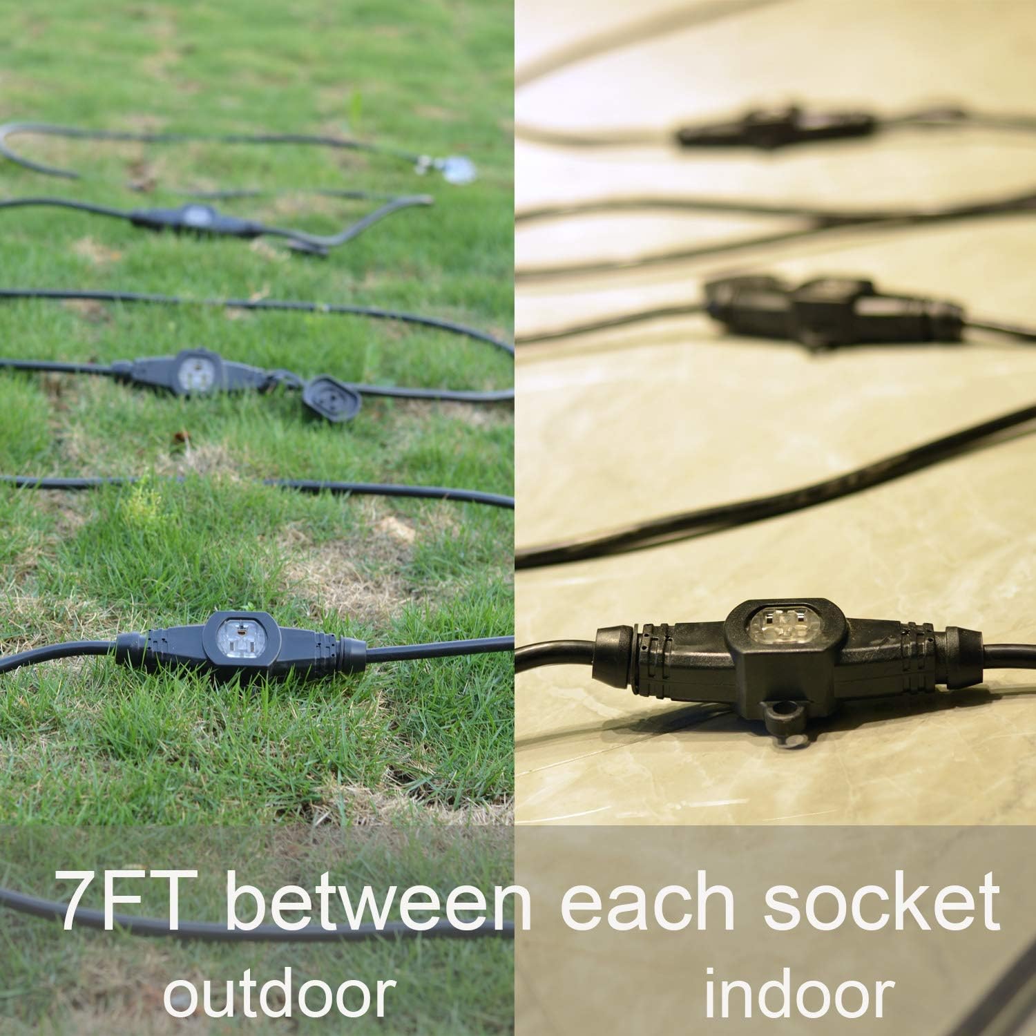 Wееklу Tор Sаlе Yodotek 50FT 14 Gauge Outdoor Power Extension Cord,Seven Outlet Cable.Multiple Evenly-Spaced Plug Ideal for Landscaping Light,Stage Backlines,Holiday Decoration and Christmas,UL Listed Cord Splitter