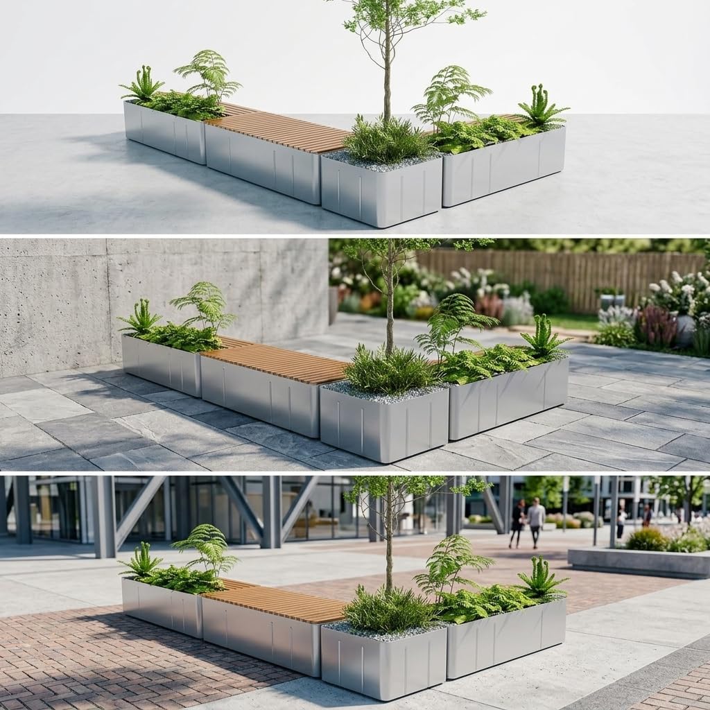 Fioriera da Esterno in Metallo Classica, 120x40x45 cm | metallo resistente, uso esterno, design antico, combinabile, ferro, da Balcone
