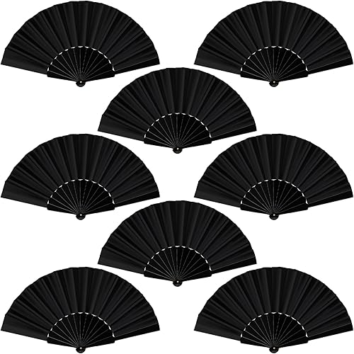 durony Abanicos chinos de tela de nailon con mango de plástico, abanicos plegables decorativos para fiestas, regalos de boda, decoración del hogar,