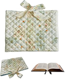 Bible Cover Case for Women Large Bibles Cover with Quilted Flower Printing, Quilted Bow Bible Sleeve Book Cover Case Pouch Carrying Case for Girls Bible Study Supplies, Christian Gift