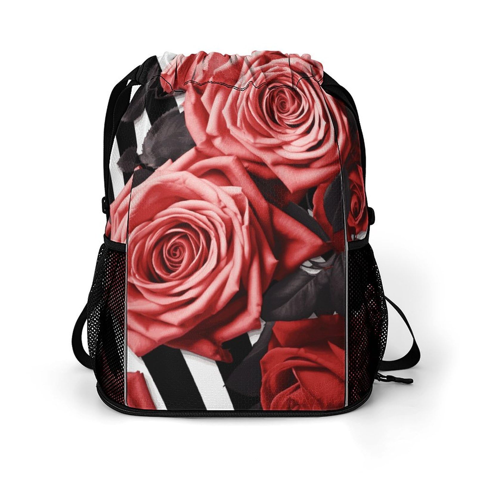 Mochila con cordón con compartimento para zapatos y bolsillos de malla 8