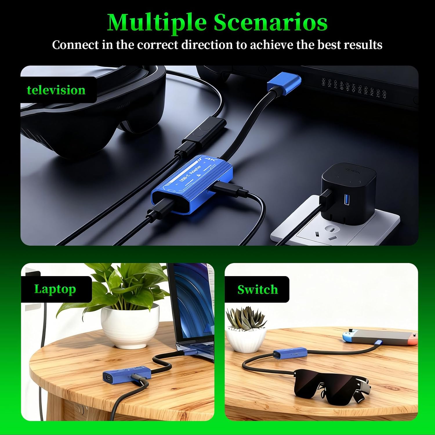 Plug & Play HDMI to USB C Adapter(4K@60Hz) Compatible with XREAL/Rayneo Air AR Glasses for Steam Deck, ROG Ally, PS5/4, Switch2/1, Laptop, Portable Monitor (HDMI to USB C)