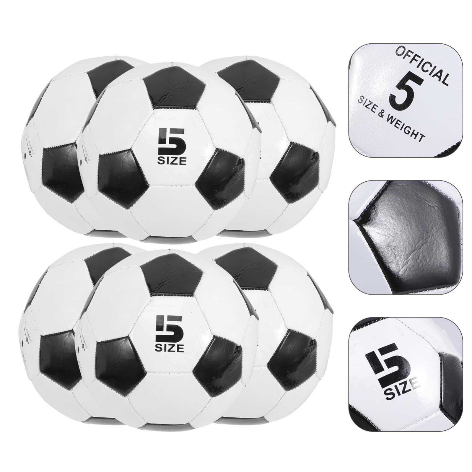 Healeved 6 Pezzi Pallone da Calcio in PVC, Resistente all'Usura, per Allenamento e Gioco nel Parco o Campo da Calcio, Misura 5