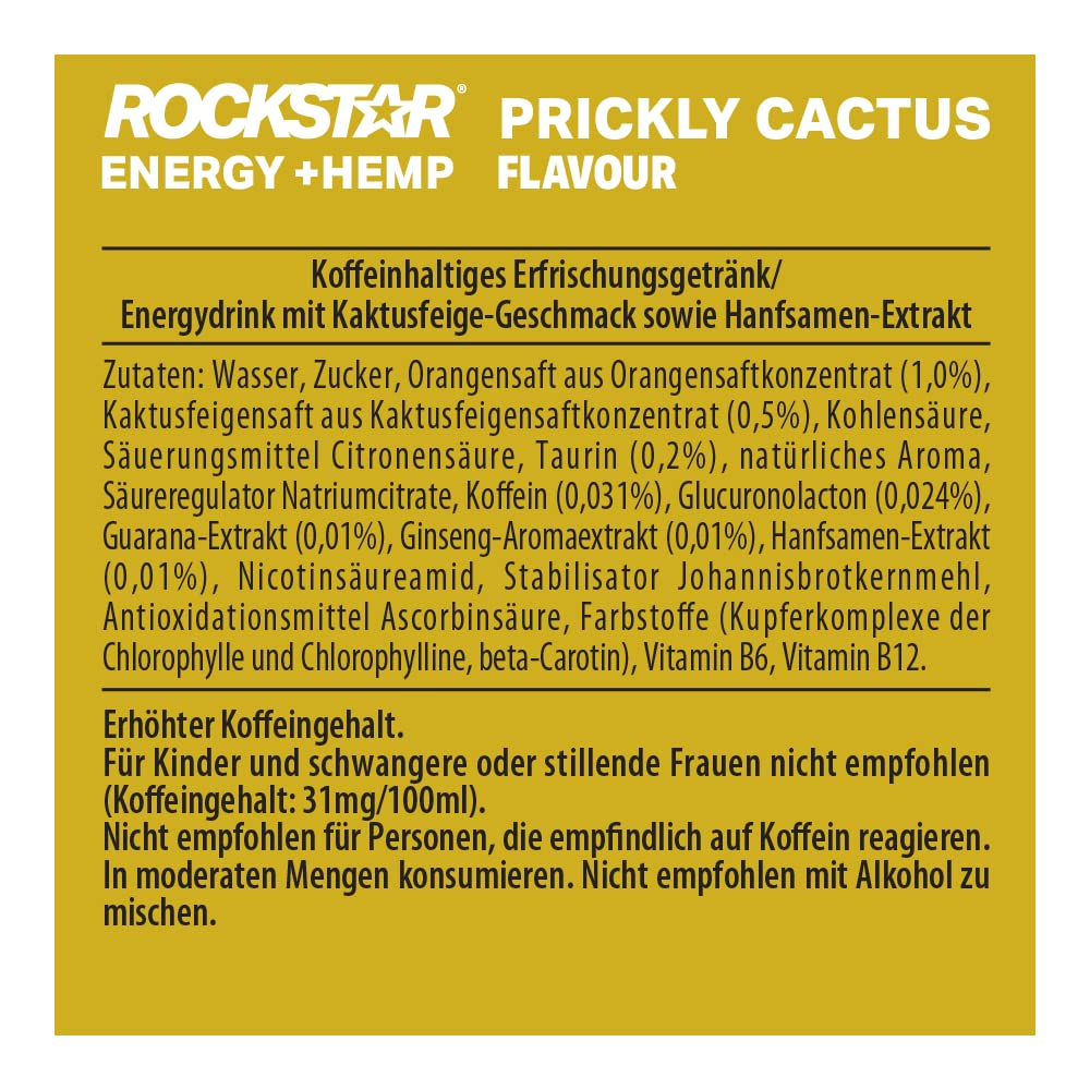 Rockstar Energy Drink Prickly Cactus - Koffeinhaltiges Erfrischungsgetrnk  fr den Energie Kick, EINWEG (12 x 500ml) : Amazon.de: Lebensmittel &  Getrnke