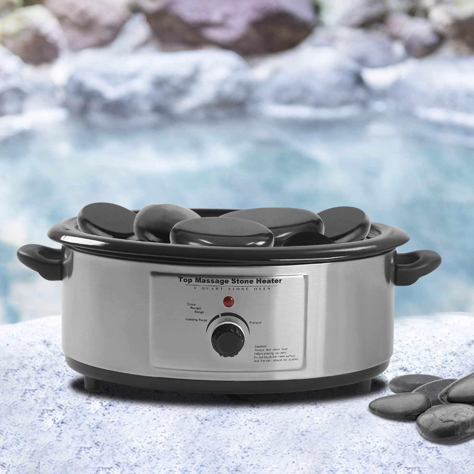 Hot Stone Wärmegerät Massage Set Basic 6 Liter, Heiße Steine Erwärmer mit Temperaturregelung
