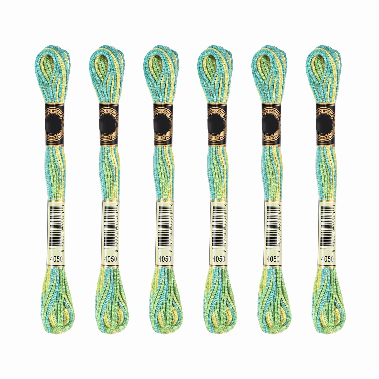 PATIKIL 6 Skeins Embroidery Floss, Gradient Colors Polyester Embroidery Threads Bracelets String for Cross-Stitch Hand Embroidery, Pale Green — image 1