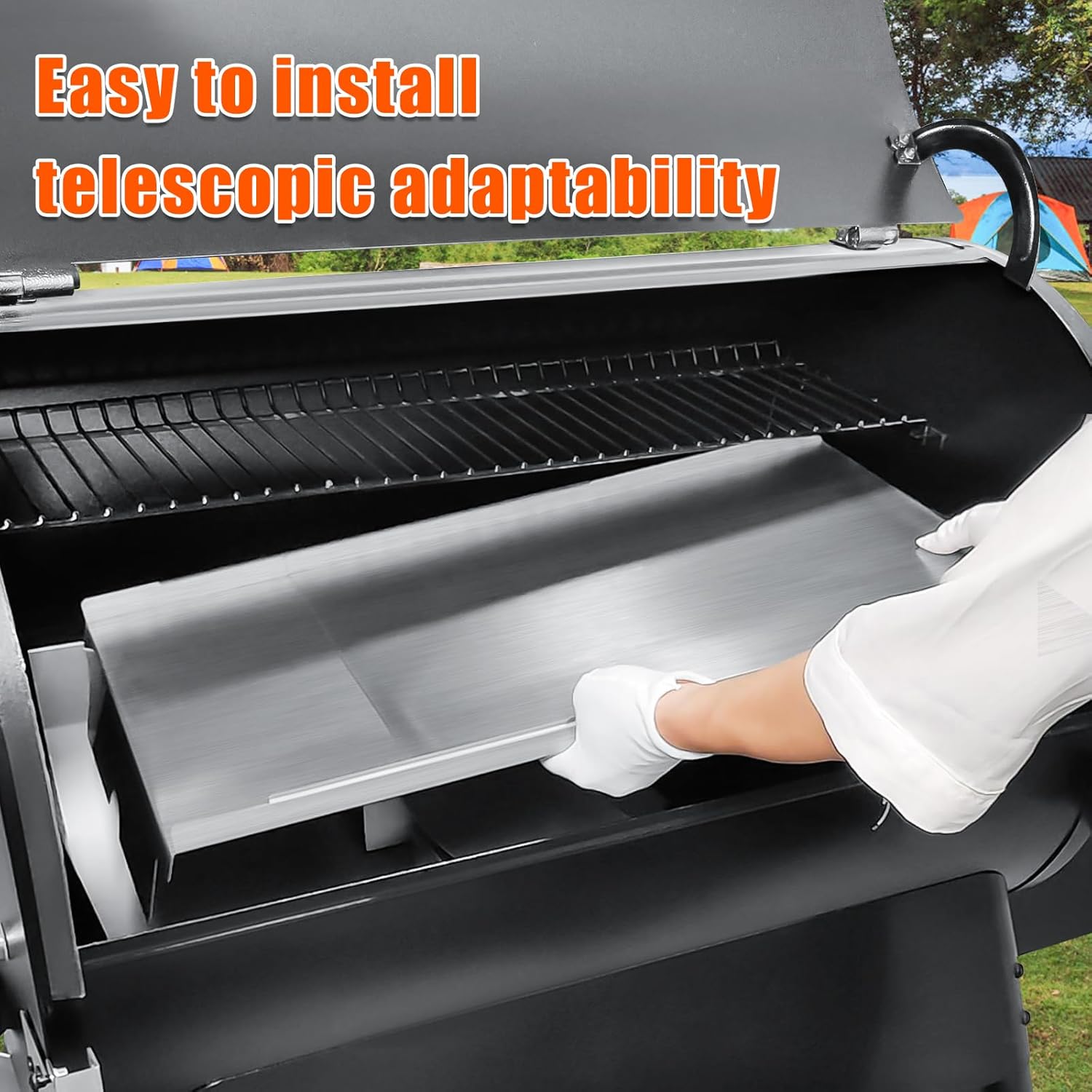 Hisencn Adjustable Drip Tray for Traeger Ironwood 650/885, 22/34/780, Newer Tex, Tex Elite, Drip pan for Camp Chef 24/36 Series, Woodwind Pro 24/36, Heat Baffle for Z Grill 700, 7002, BAC012