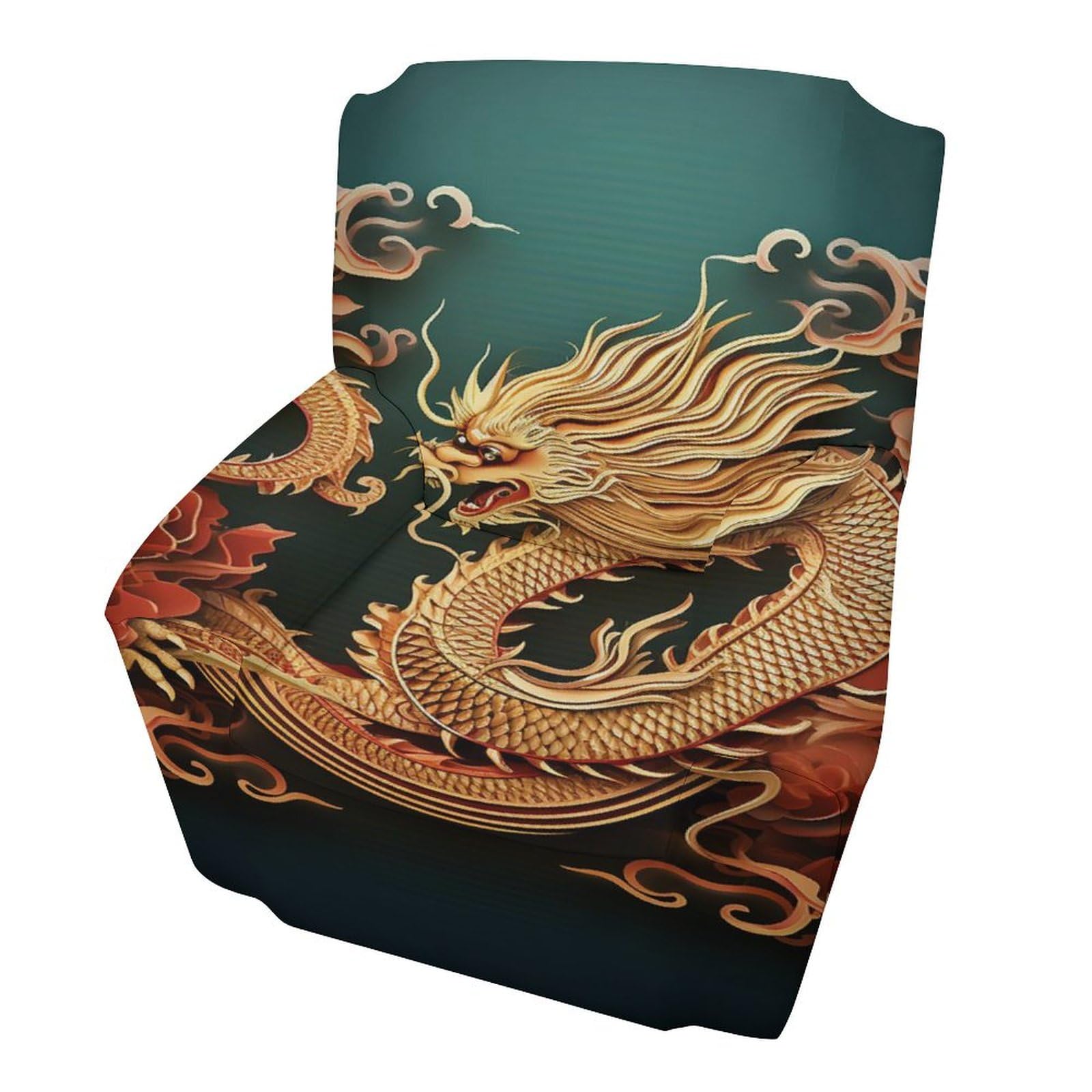 Housse extensible dragon pour salon ambiance asiatique zen