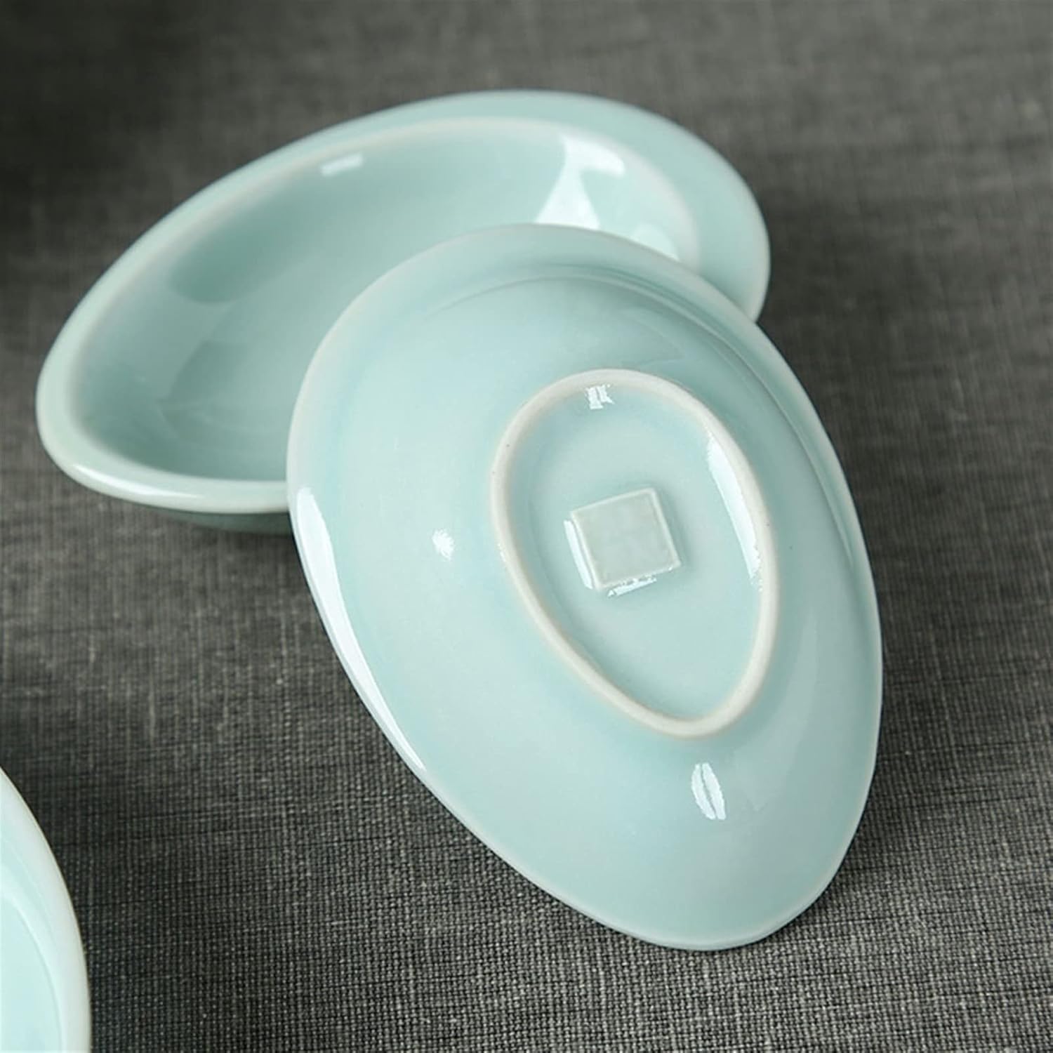 Snack Plate 3.82 inch Soy Sauce Dish Ceramic Teardrop Mini Appetizer Plates Dipping Bowls Snack Dessert Dishes Sushi Ketchup Seasoning Dishes(6pcs) Snack Tray