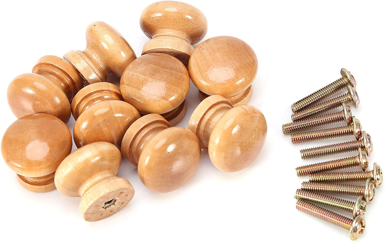 Round Wooden Cabinet Handles 10PCS Large Size 33MM for Drawer Cupboard Furniture Hardware