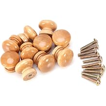 Wood Drawer Knobs, Hardware Me 10Pcs Round Wooden Drawer Knobs Furniture Pull Handle, Pomos Madera for Kitchen Cabinet Drawer Cupboard Door Knob Small Size 24Mm