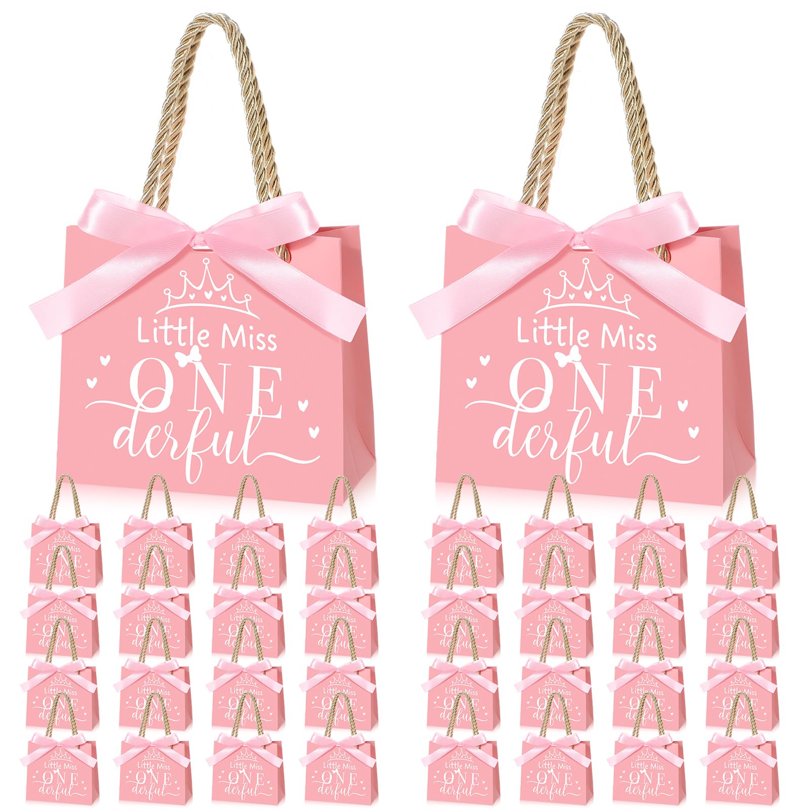 Saypacck 36 Sets 1st Birthday Gift Bags Wonderful 1st Birthday Party Favors Bags with Handles Baby Shower Decorations, 5.51 x 2.36 x 4.72 Inches