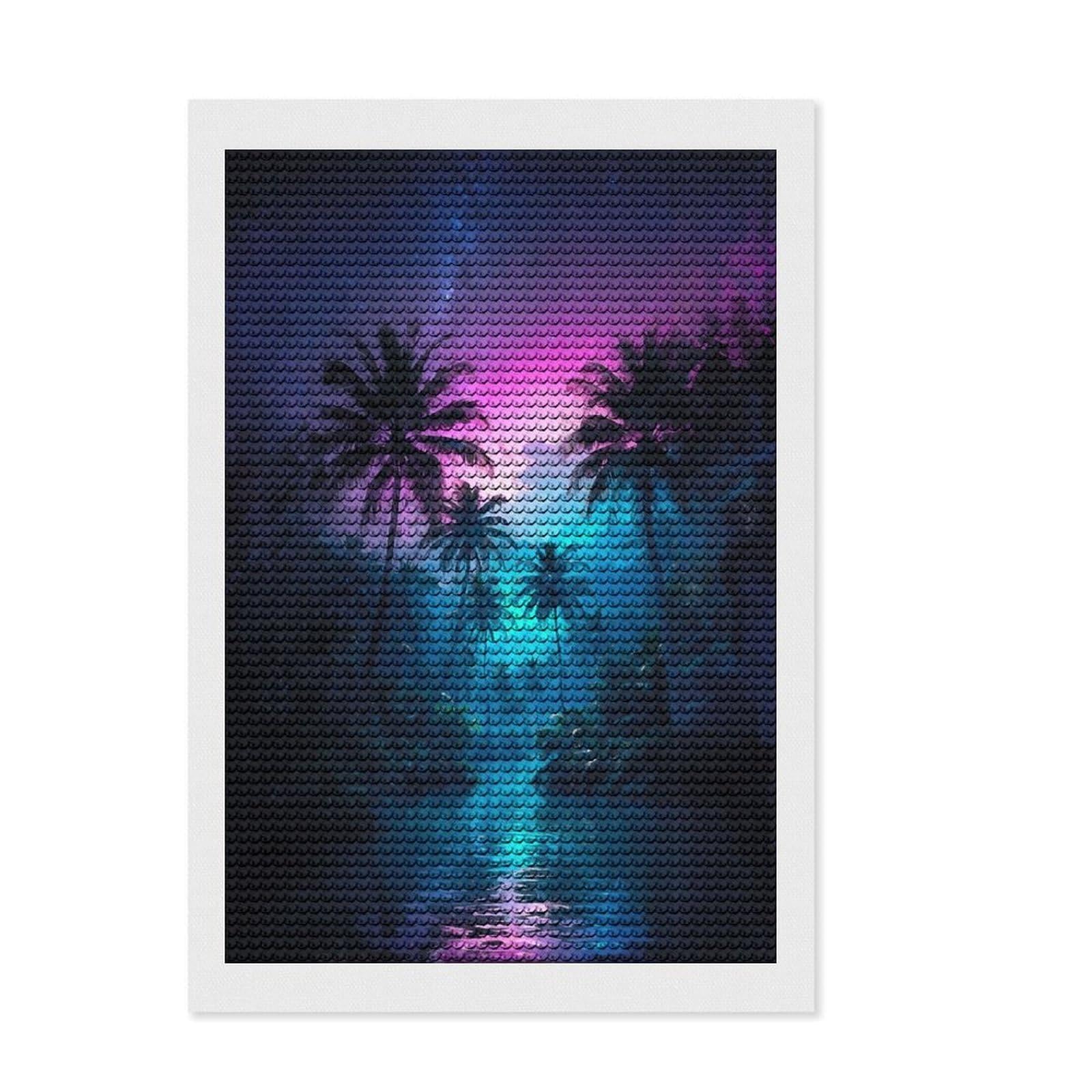 Junmoney Island Sunset Serenade Diamond Painting Kit 8"x12", Easy Handmade Project, Cosy Home Accent, for Craft Lovers, Holiday Gift Idea