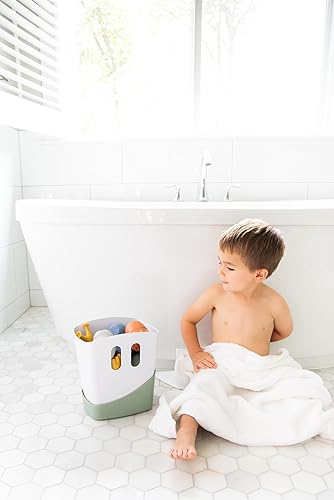 Miniatura 8 de Ubbi Organizador de juguetes de baño independiente con estante de secado extraíble y cuchara para niños pequeños + bebés, salvia