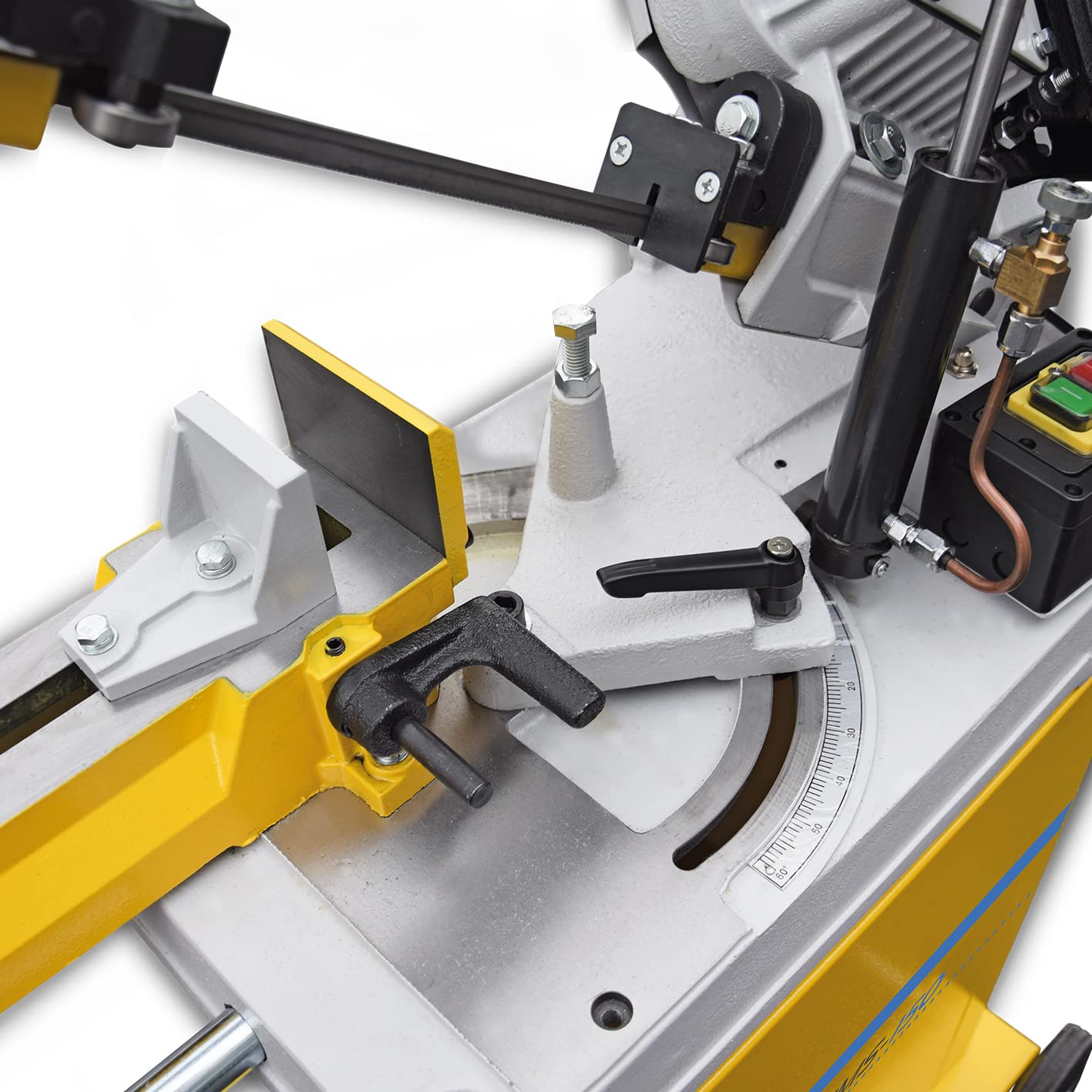 BAMATO Metallbandsäge BMS-150 (400V) inkl. Untergestell | 1x Sägeband | 3 Sägebandgeschwindigkeiten | Stufenlose Absenkung | Mit Fahrwerk | Bandsäge Metallsäge