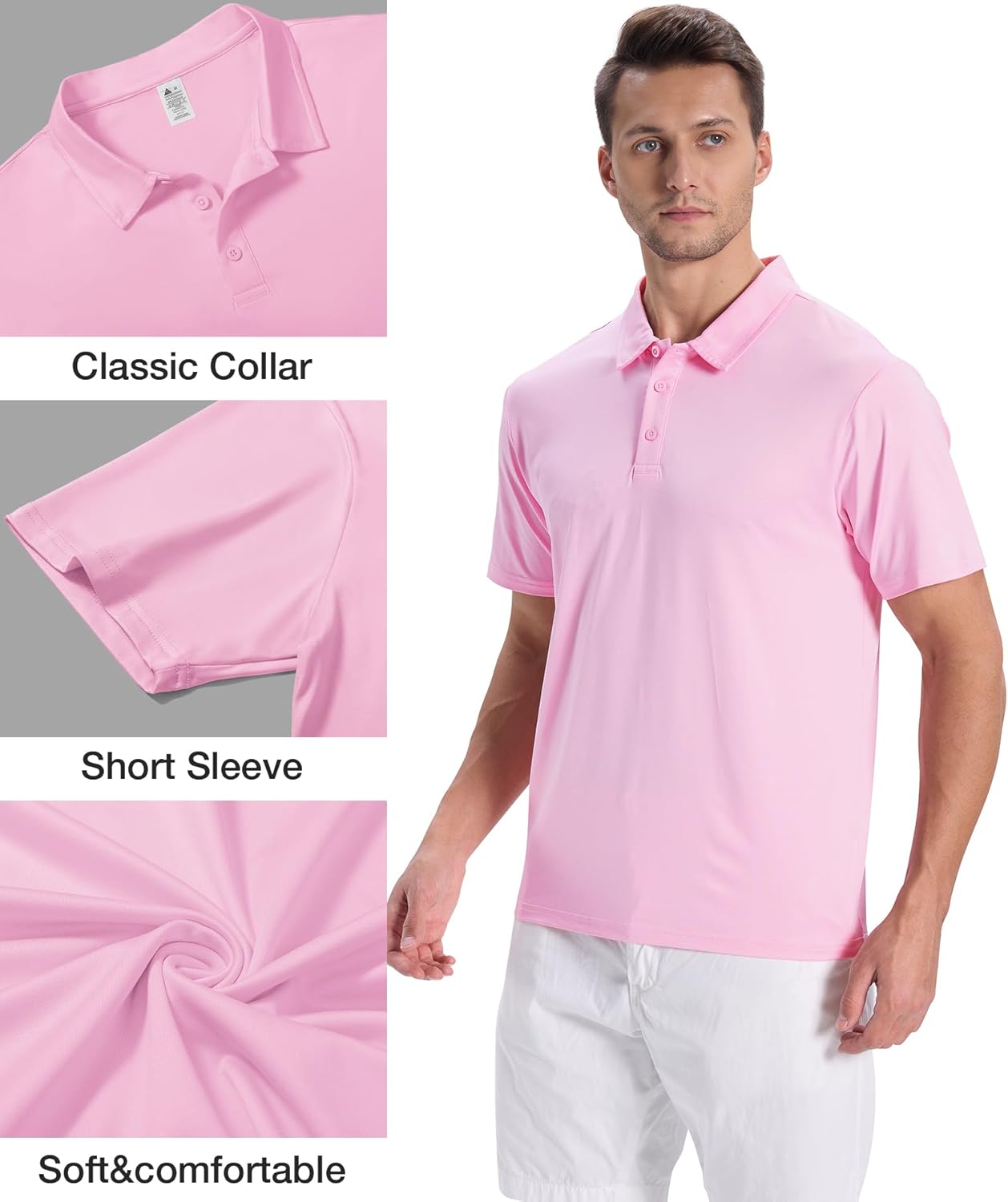 SWISSWELL 5 Pack Mens Polo Shirts Short Sleeve Moisture Wicking Golf Shirt Athletic Summer Casual Collared T-Shirt - Image 3