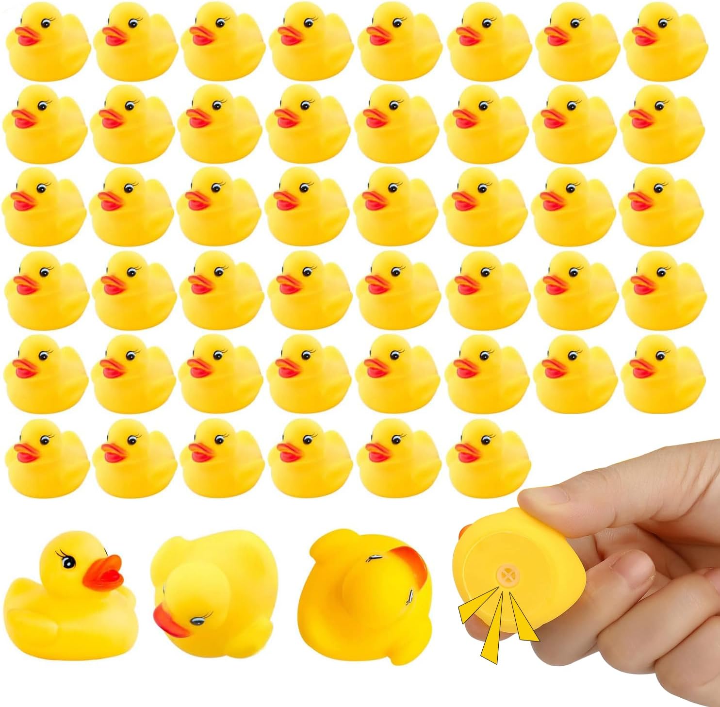 50Pack Mini Rubber Ducks, Rubber Duck Bulk Float Duck Baby Bath Toy, Shower Birthday Party Favors Gift Classroom Summer Beach Pool Party Games