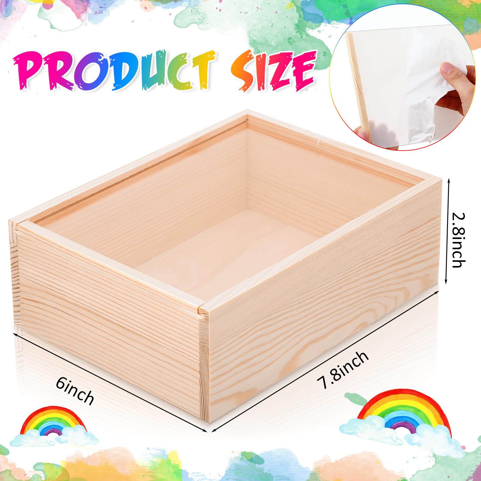 Amazon.co.jp: Thyle 木製ボックス 6個 窓付き クラフト用 17.8 x 6 x