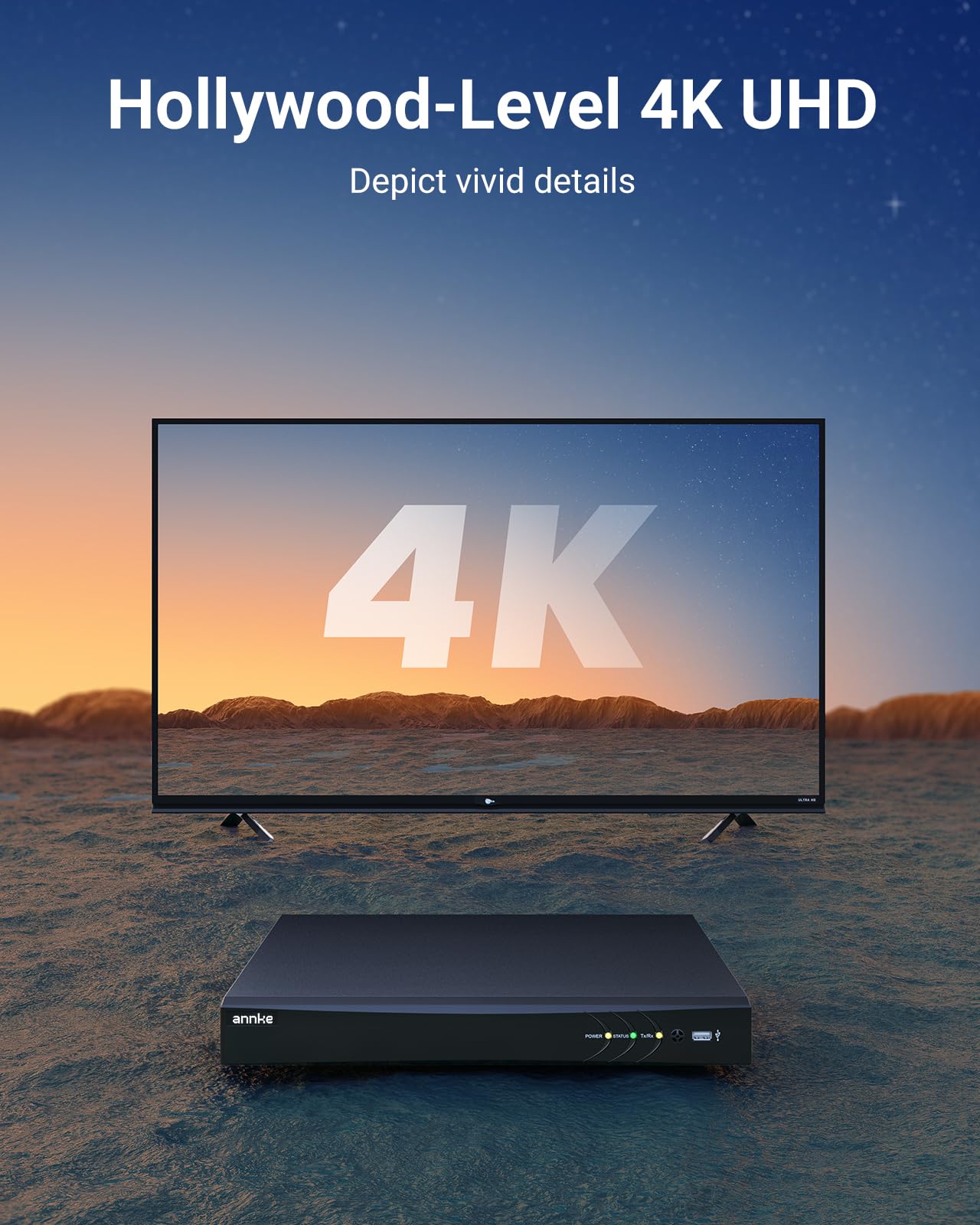 ANNKE 8CH 4K DVR mit 1TB Festplatte, 8MP H.265+ CCTV Network Digital Video Recorder, Erkennung von Person/Fahrzeug, Unterstützt 8 analoge und 4 IP Kameras, E-Mail Alarm mit Bildern